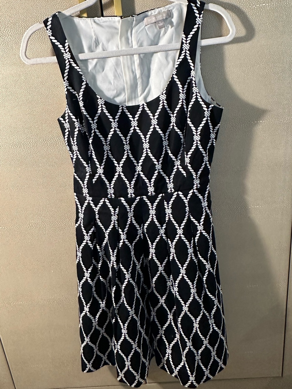 Banana Republic Black and White Rope-Print Sleeveless Dress